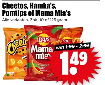 Dirk Cheetos, Hamka's, Pomtips of Mama Mia's aanbieding