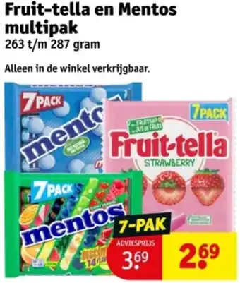 Kruidvat Fruit-tella en Mentos multipak aanbieding