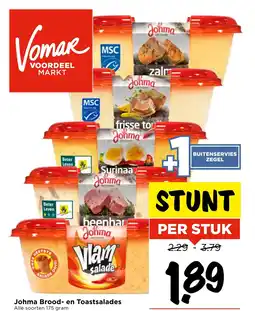 Vomar Voordeelmarkt Johma Brood en Toastsalades aanbieding