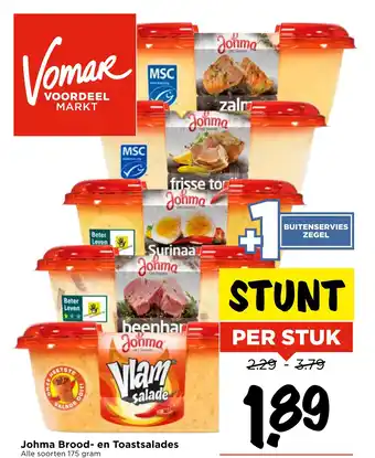 Vomar Voordeelmarkt Johma Brood en Toastsalades aanbieding