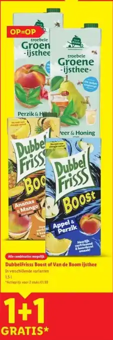 Lidl DubbelFrisss Boost of Van de Boom ijsthee aanbieding