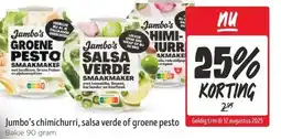 Jumbo Jumbo's chimichurri, salsa verde of groene pesto aanbieding