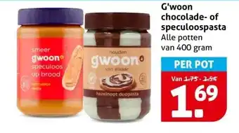 Hoogvliet G'woon chocolade-of speculoospasta aanbieding
