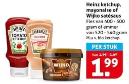 Hoogvliet Heinz ketchup, mayonaise of Wijko satésaus aanbieding