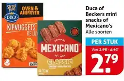 Hoogvliet Duca of Beckers mini snacks of Mexicano's aanbieding