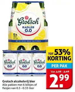 Hoogvliet Grolsch alcoholvrij bier aanbieding