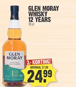 Super Dirck 3 GLEN MORAY WHISKY 12 YEARS 70 cl aanbieding