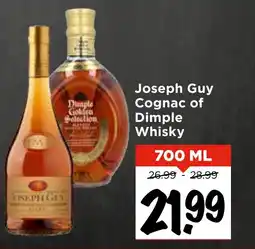Vomar Voordeelmarkt Joseph Guy Cognac of Dimple Whisky aanbieding