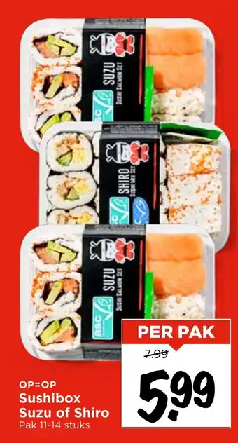Vomar Voordeelmarkt Sushibox Suzu of Shiro aanbieding
