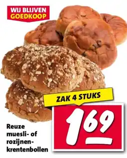 Nettorama Reuze muesli of rozijnen krentenbollen aanbieding