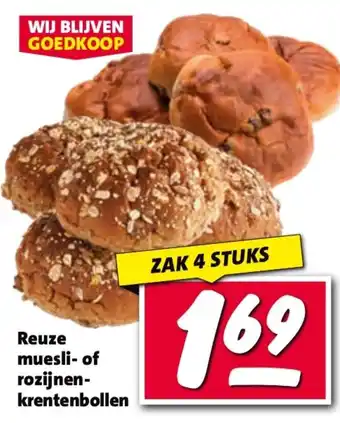 Nettorama Reuze muesli of rozijnen krentenbollen aanbieding