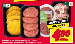 Nettorama Green Earth Kitchen burgers of beefburger, gehaktburger, spekburger aanbieding