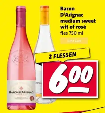 Nettorama Baron D'Arignac medium sweet wit of rosé aanbieding