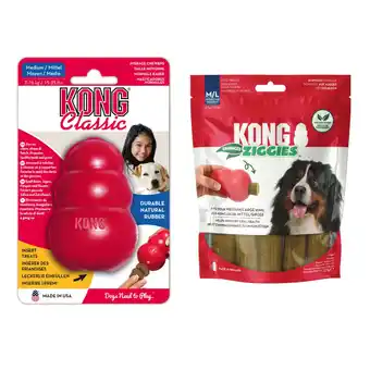 Zooplus KONG Classic Rood - KONG M (8,5 cm) + Kong Ziggies Enhanced (227 g) aanbieding