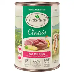 Zooplus 6x400g Rund & Kalkoen met Aardappel, Peterselie en Zonnebloemolie Lukullus Hondenvoer nat aanbieding