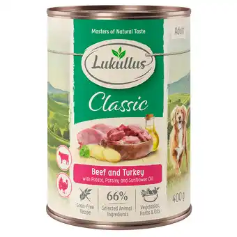 Zooplus 6x400g Rund & Kalkoen met Aardappel, Peterselie en Zonnebloemolie Lukullus Hondenvoer nat aanbieding