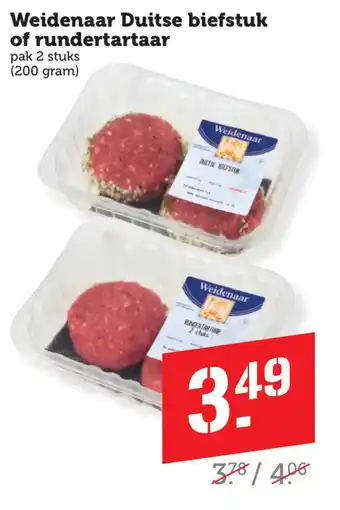 Coop Weidenaar Duitse biefstuk of rundertartaar aanbieding