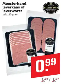 Coop Meesterhand leverkaas of leverworst aanbieding