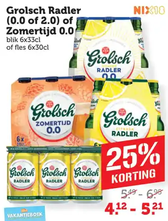 Coop Grolsch Radler (0.0 of 2.0) of Zomertijd 0.0 aanbieding