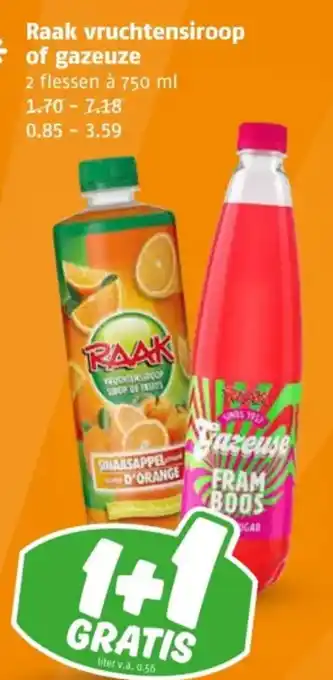 Poiesz Raak vruchtensiroop of gazeuze aanbieding