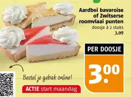 Poiesz Aardbei bavaroise of Zwitserse roomvlaai punten aanbieding
