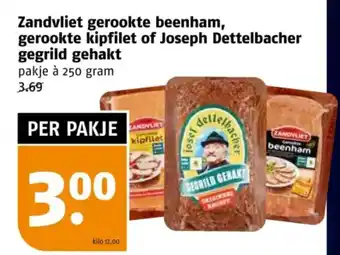 Poiesz Zandvliet gerookte beenham, gerookte kipfilet of Joseph Dettelbacher gegrild gehakt aanbieding