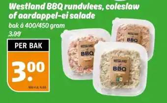 Poiesz Westland BBQ rundvlees, coleslaw of aardappel-ei salade aanbieding