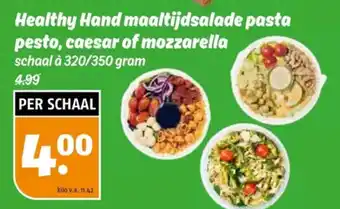 Poiesz Healthy Hand maaltijdsalade pasta pesto, caesar of mozzarella aanbieding