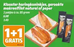 Poiesz Klooster haringkoninkjes, gerookte makreelfilet naturel of peper aanbieding