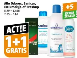 Poiesz Alle Odorex, Sanicur, Melkmeisje of Freshup aanbieding