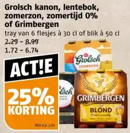 Poiesz Grolsch kanon, lentebok, zomerzon, zomertijd 0% of Grimbergen aanbieding