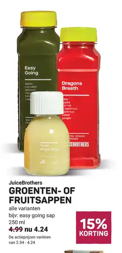 Ekoplaza Juicebrothers groenten of fruitsappen aanbieding