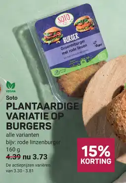 Ekoplaza Soto plantaardige variatie op burgers aanbieding