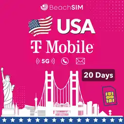 Amazon BeachSIM T-Mobile USA SIM Unlimited Data & Telephony & SMS (US - 20 Days) aanbieding