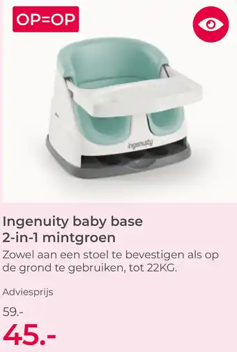 Prenatal Ingenuity baby base 2 in 1 mintgroen aanbieding