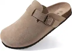 Amazon Comwarm Uniseks clogs van suède voor vrouwen, van leer, antislip, slippers met premium voetbed aanbieding