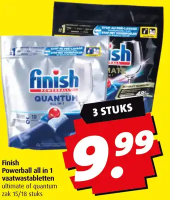 Boni Finish Powerball all in 1 vaatwastabletten aanbieding
