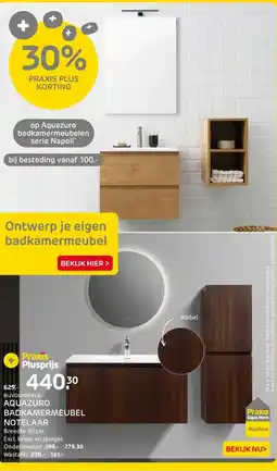 Praxis Aquazuro badkamermeubel notelaar aanbieding