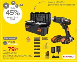 Praxis Worx accu schroef/boormachine aanbieding