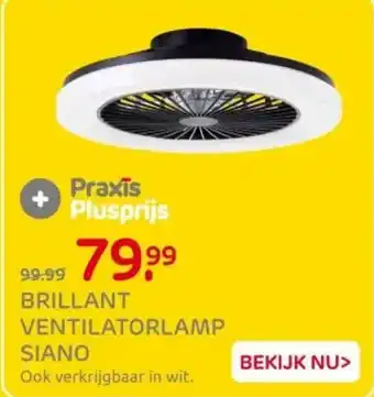 Praxis Brillant ventilatorlamp siano aanbieding