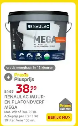 Praxis Renaulac muur en plafondverf méga aanbieding