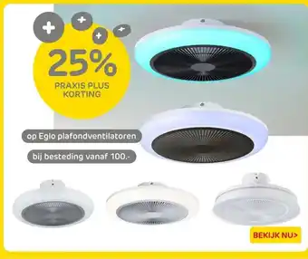 Praxis Eglo plafondventilatoren aanbieding