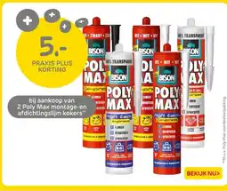 Praxis Poly Max montage en afdichtingslijm kokers aanbieding