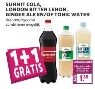 MCD Supermarkt SUMMIT COLA, LONDON BITTER LEMON, GINGER ALE EN/OF TONIC WATER aanbieding
