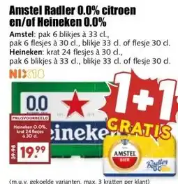 MCD Supermarkt Amstel Radler 0.0% citroen en/of Heineken 0.0% aanbieding