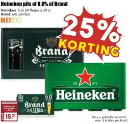 MCD Supermarkt Heineken pils of 0.0% of Brand aanbieding