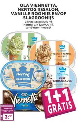MCD Supermarkt OLA VIENNETTA, HERTOG IJSSALON, VANILLE ROOMIJS EN/OF SLAGROOMIJS aanbieding