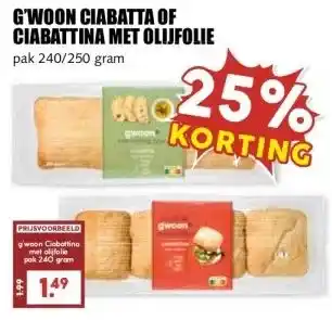 MCD Supermarkt G'WOON CIABATTA OF CIABATTINA MET OLIJFOLIE aanbieding