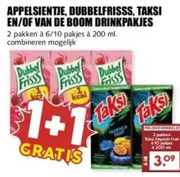 MCD Supermarkt APPELSIENTJE, DUBBELFRISSS, TAKSI EN/OF VAN DE BOOM DRINKPAKJES aanbieding