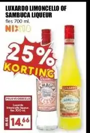 MCD Supermarkt LUXARDO LIMONCELLO OF SAMBUCA LIQUEUR aanbieding